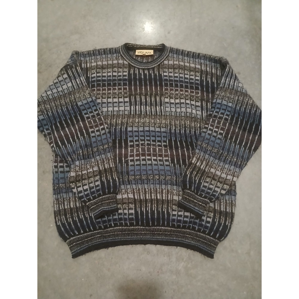 Intiwara Alpaca Men's Sz Xl Geometric Soft Alpaca Crewneck Cosby Sweater